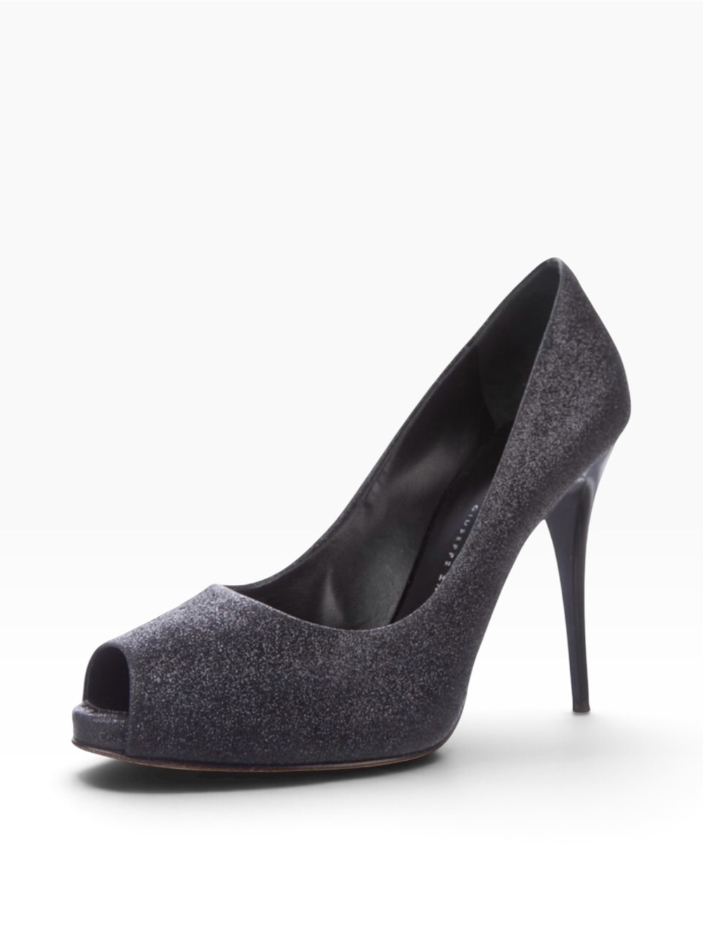 Giuseppe Zanotti Black Glitter Peep Toe Platform Pumps 37.5